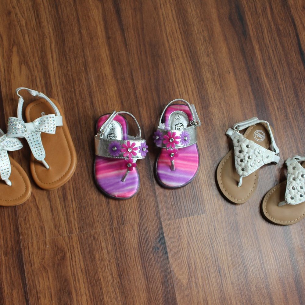 Toddler Girls sandals Lot of 3